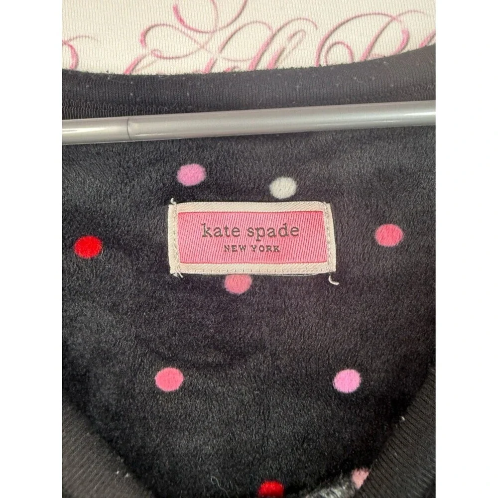 kate spade Long Sleeve Sleep shirt Black Dot-Print with Pink & White Dots